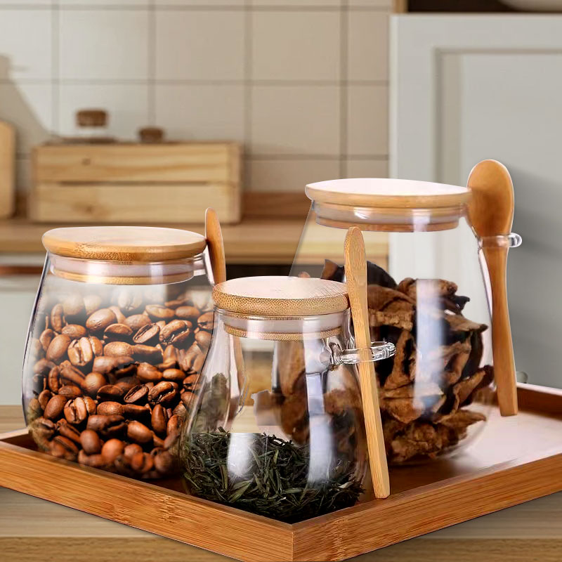 Food Storage Glass Container Set - 34oz mühürlü cam kavanoz kaşık ve
