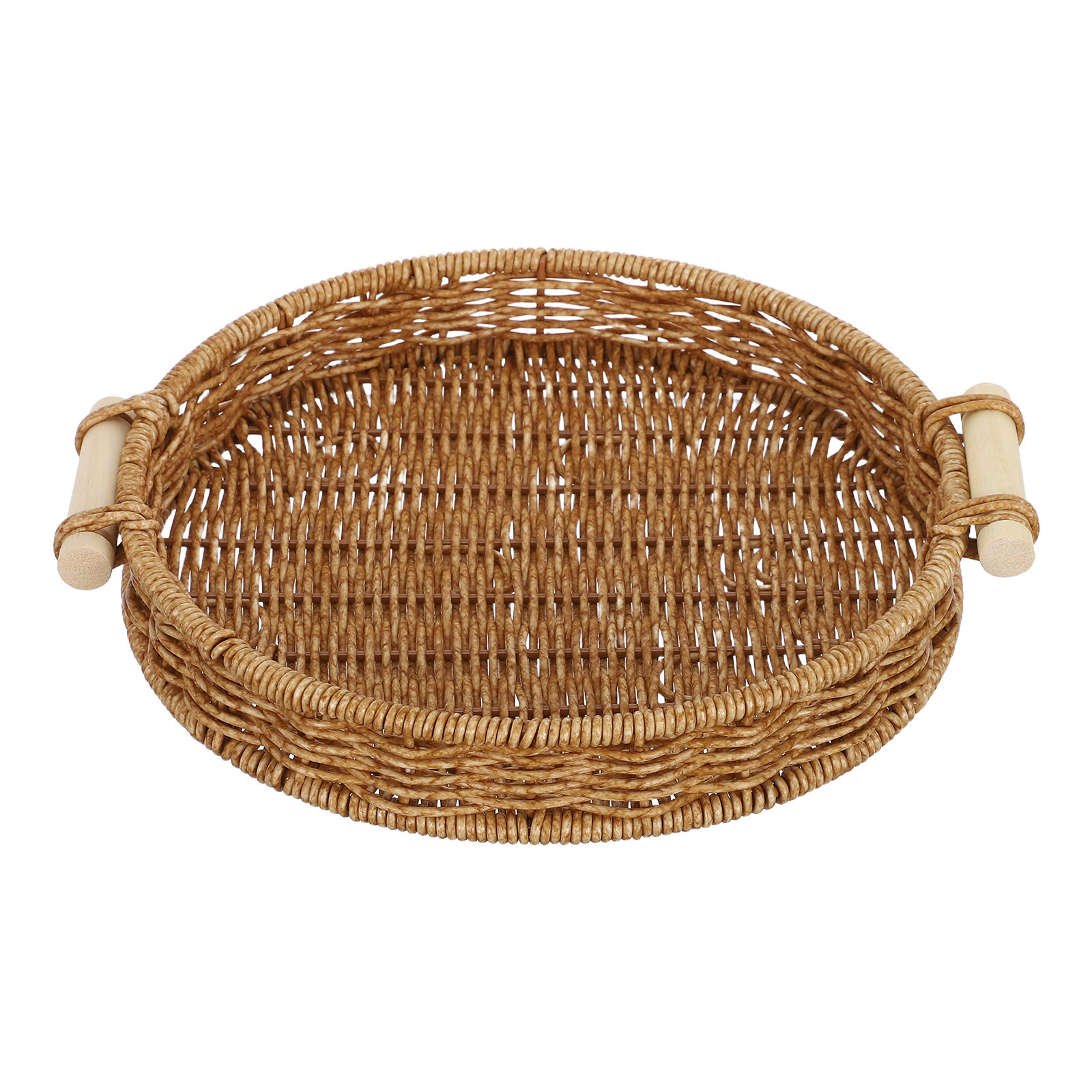 Food Storage Handling - İmitasyon Rattan Ekmek Sepeti 27Cm Yuvarlak