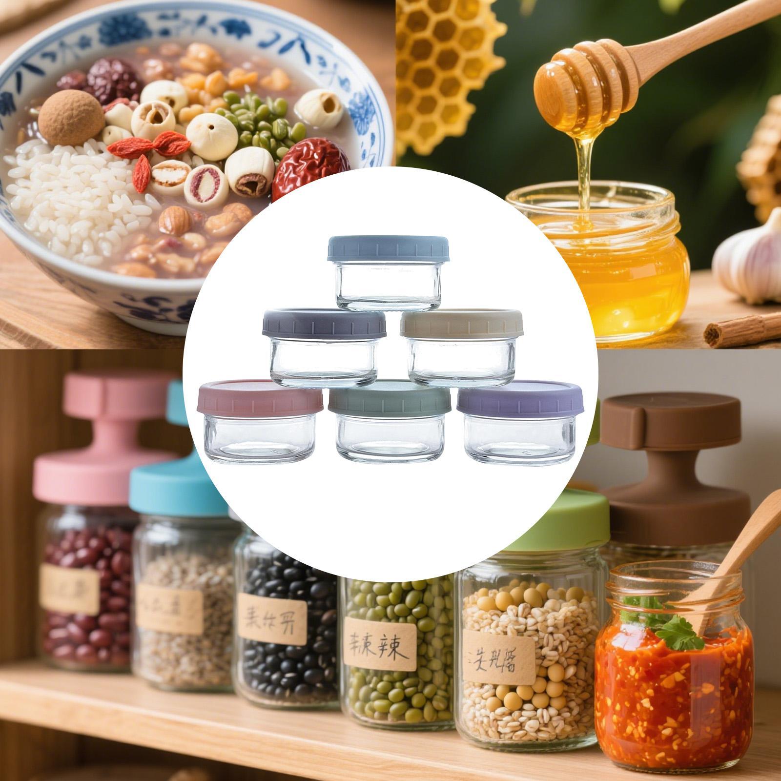 Food Storage Glass Container Set - Sızdırmaz Kapaklı Mini Cam Kavanozlar, Mutfak