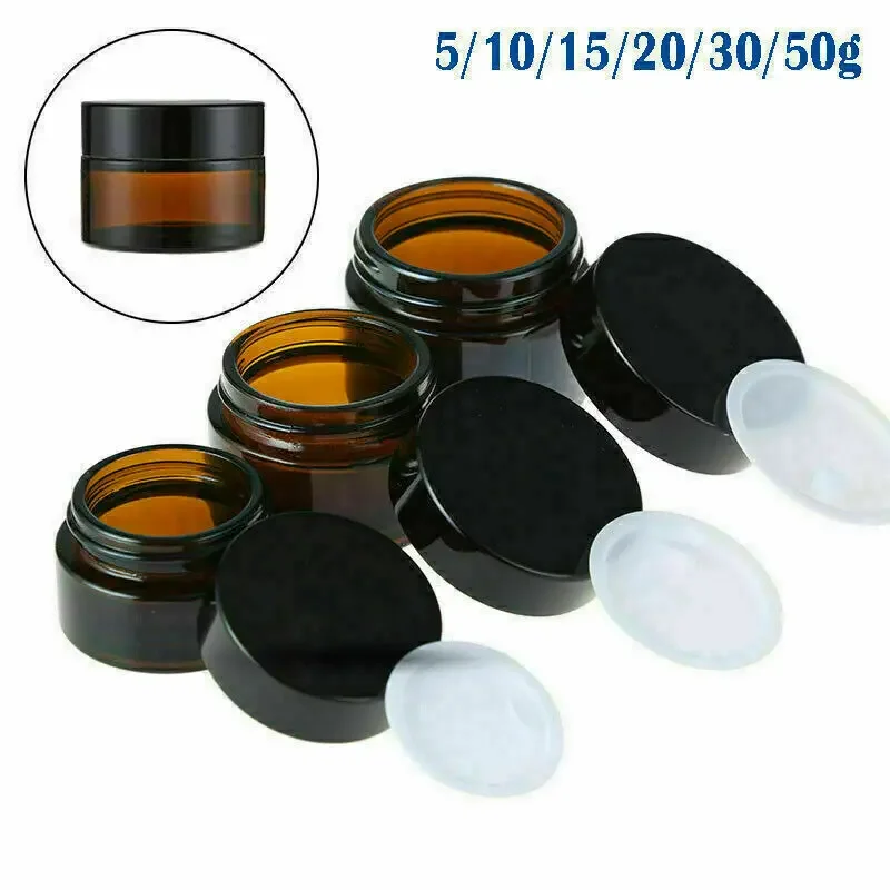 Food Storage Glass Container Set - 2 adet 5ml/10ml/15ml/20ml/30ml/50ml cam Amber kozmetik
