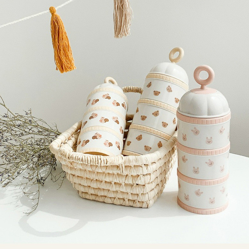 Food Storage For Baby - Sevimli Ayı Süt Tozu Kutusu Bebek