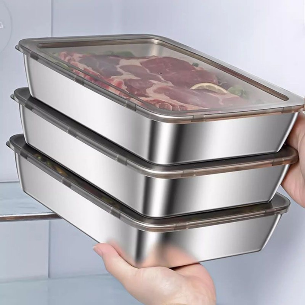 Storage Food Tray - Gıda Sınıfı Paslanmaz Çelik Kapaklı Servis