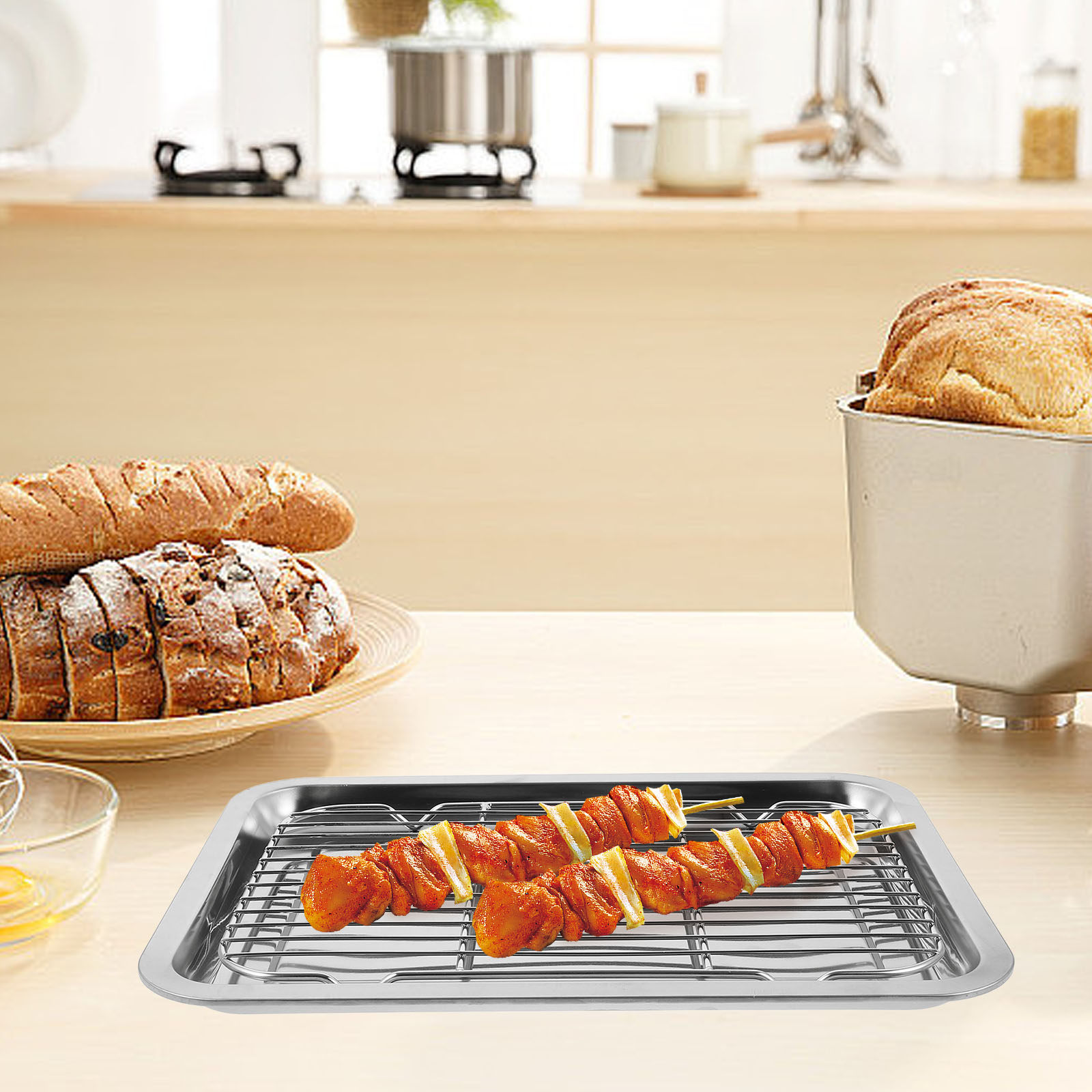 Storage Food Tray - 1 Set Paslanmaz Çelik Tel Pişirme