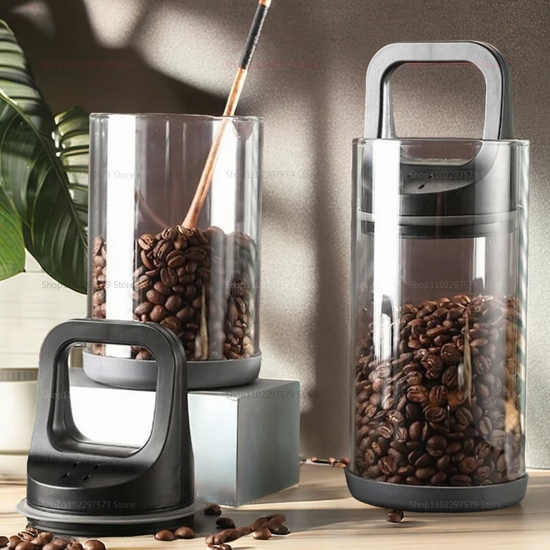Food Storage Glass Container Set - Kahve çekirdekleri vakum mühürlü tank şeffaf
