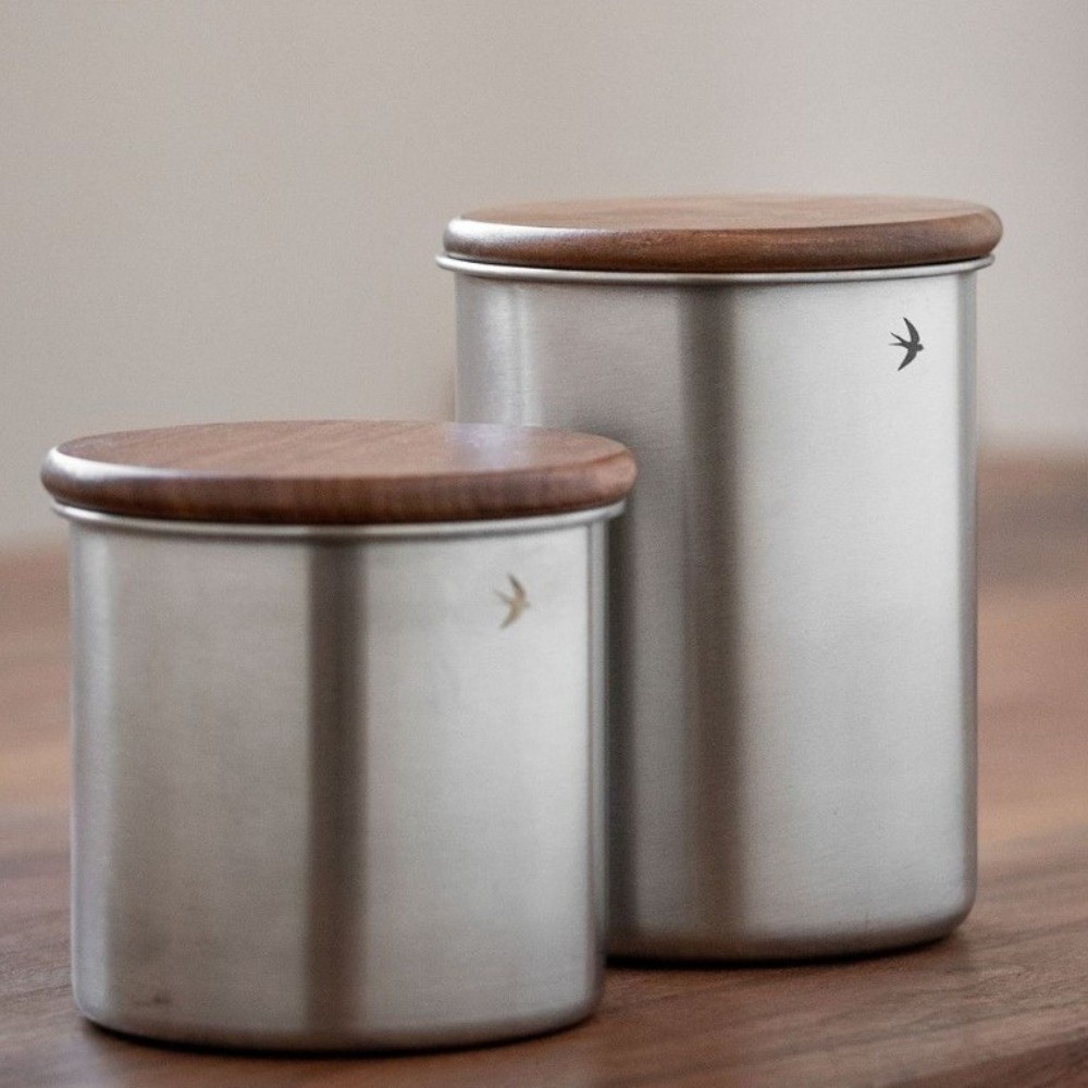 Food Storage Jars With Wooden Lids - Yeni Paslanmaz Çelik Matcha Kavanozu 380ml
