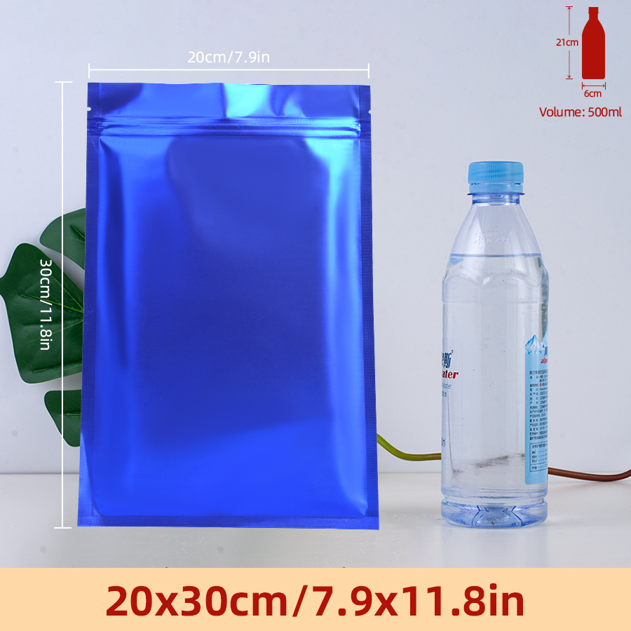 Food Storage Zipper - 100 adet Mat Mavi Folyo Fermuarlı