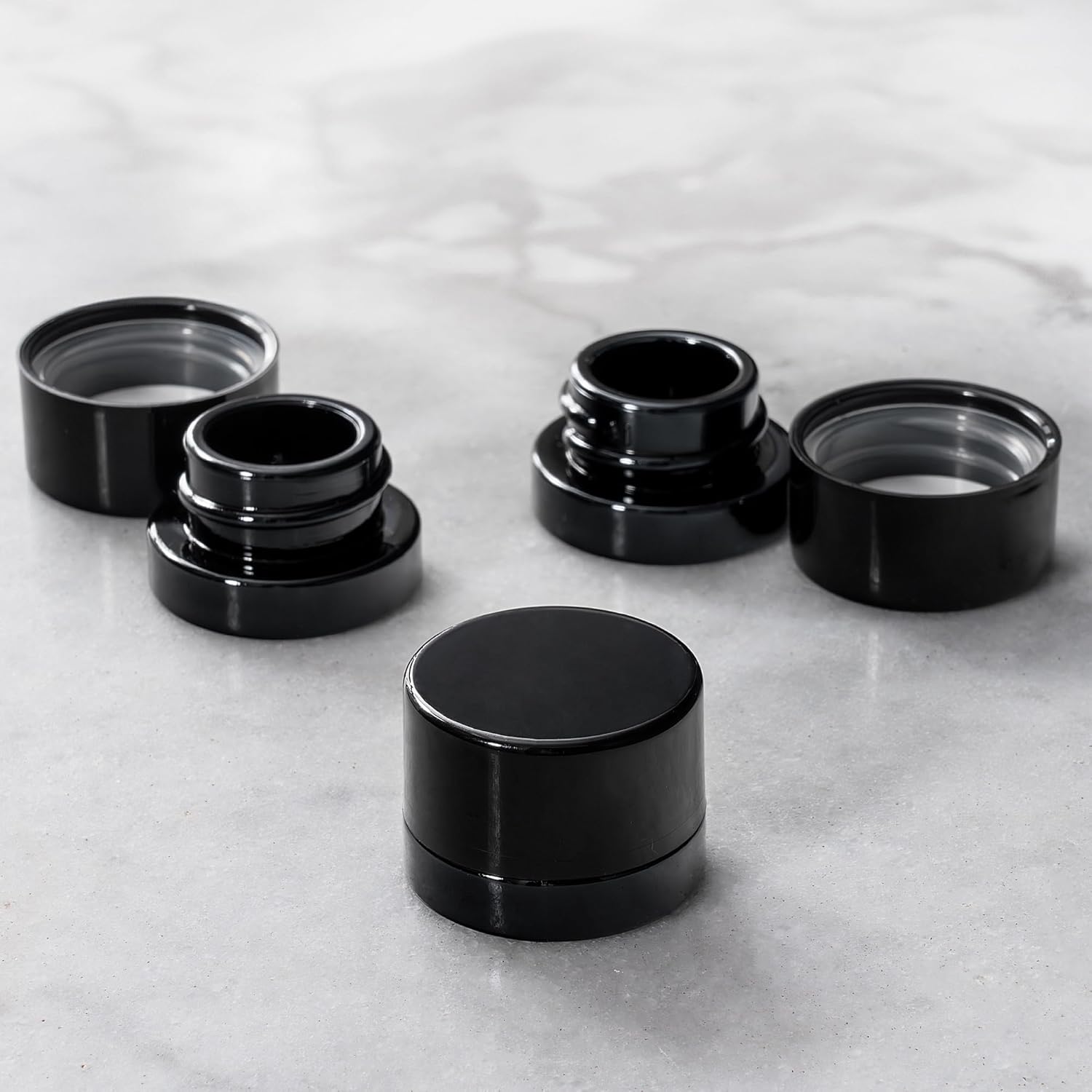 Food Storage Glass Container Set - 5 ml Kalın Siyah Cam Kavanozlar,