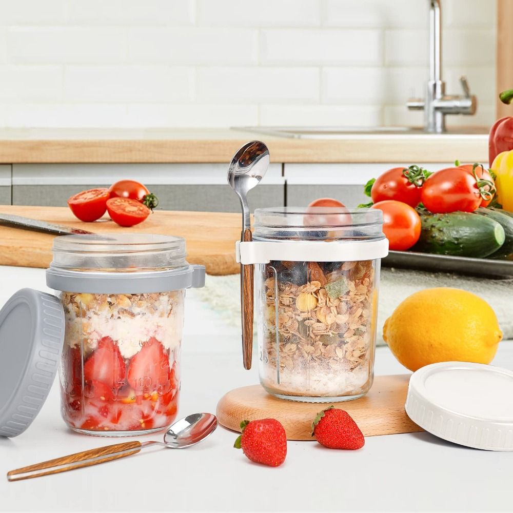 Food Storage Glass Container Set - 350 ml Yoğurt Kavanozu, Gece Boyu
