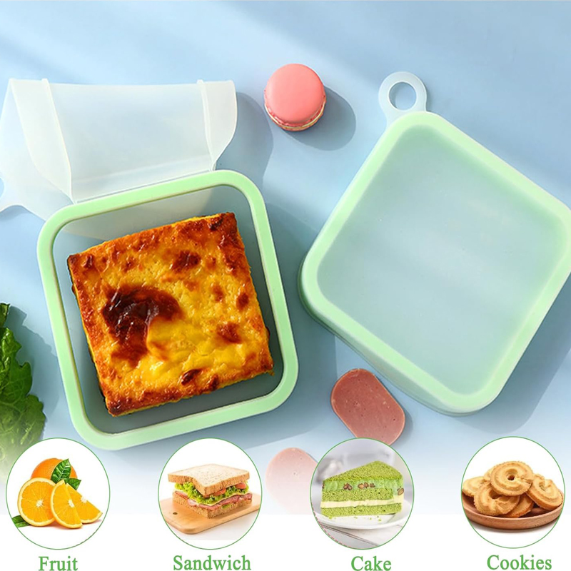 Food Storage Handling - Silikon Sandviç Tost Bento kulplu kutu