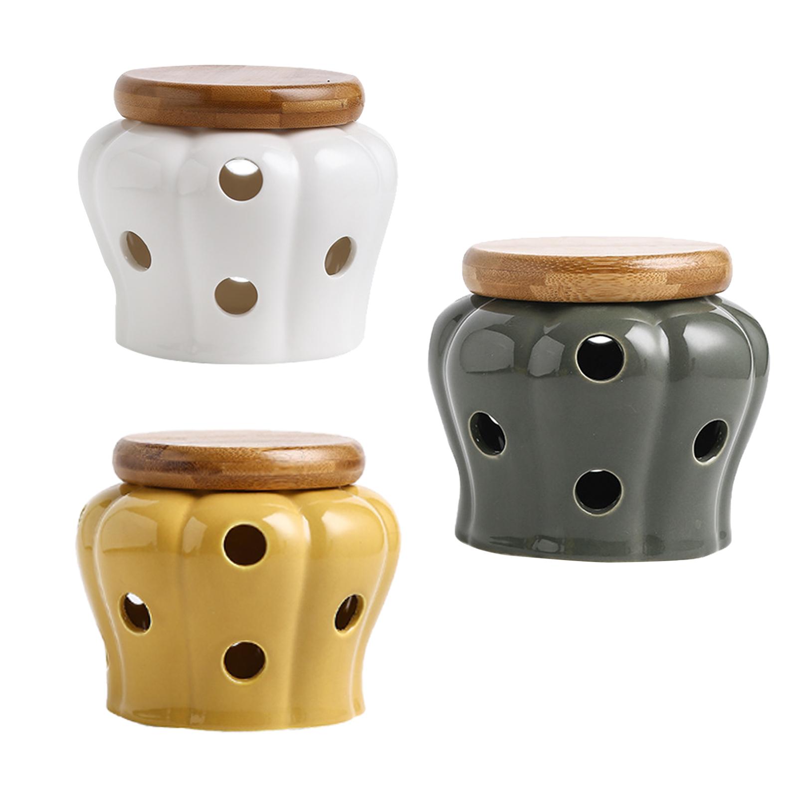 Ahşap Kapaklı Seramik Sarımsak - Food Storage Jars With Wooden Lids incelemesi ve fiyatı
