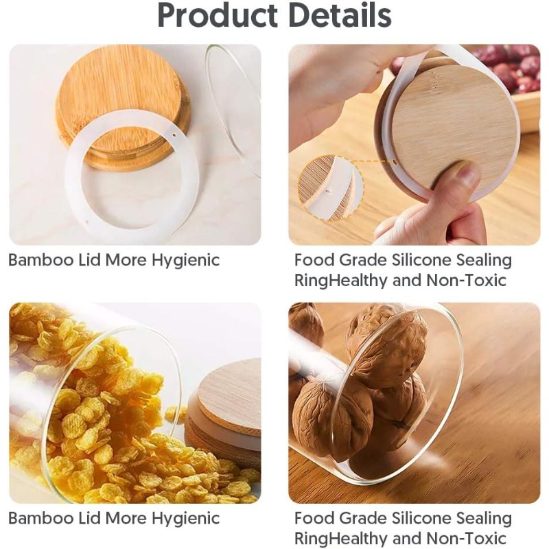 12'li Cam Kavanoz Seti, Bambu  - Food Storage Glass Container Set incelemesi ve fiyatı