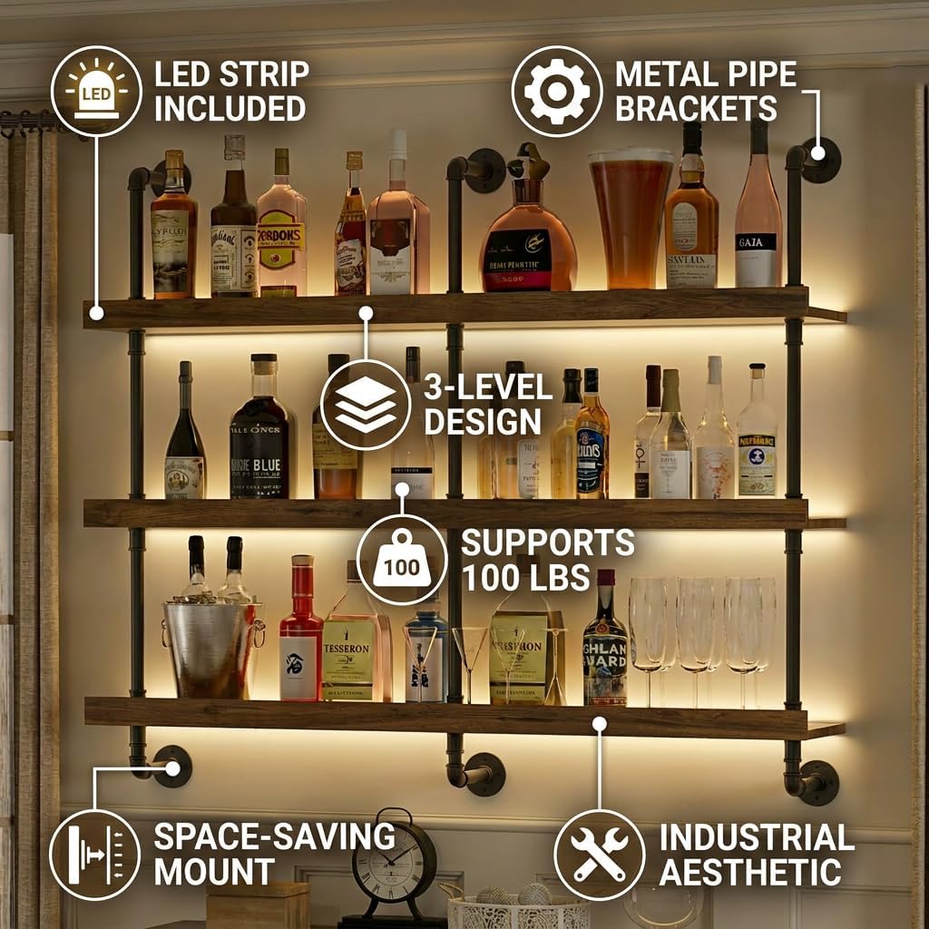 Duvara Monte LED Işıklı Üç Kat - Food Storage Shelving incelemesi ve fiyatı