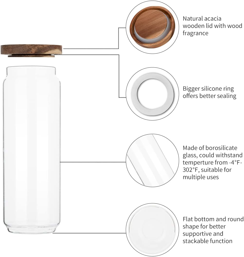 4'lü Paket 34 OZ Ahşap Kapaklı - Food Storage Glass Container Set incelemesi ve fiyatı